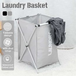 X-shape Collapsible Foldable Dirty Clothes Laundry Basket Organiser Sorter Washing Dorm Laundry Hamper Storage Bag Oxford Cloth 211112