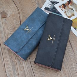 Women's European and American fashion leisure purse with cover long solid color Pu multi card position layered zero wallets