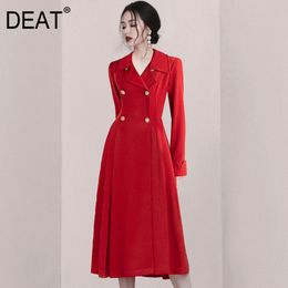 spring light mature celebrity temperament fashion Lapel long sleeve slim fit medium length suit dress 210428