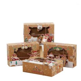 christmas food boxes UK - Gift Wrap 1sets Christmas Cookie Box Kraft Paper Candy Boxes Bags Food Packaging Party Kids Year Navidad 2022