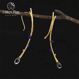 natural tree branches UK - Lotus Fun Real 925 Sterling Silver Natural Creative Handmade Fine Jewelry Vintage Tree Branch Drop Earrings for Women Brincos 210507