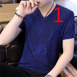 Men's linen short-sleeved t-shirt summer slim personality round neck 210420