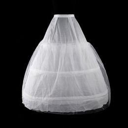 Womens 2 Layers Mesh 3 Hoops White Wedding Gridal Gown Dress Petticoat Elastic Waistband Drawstring A-Line Underskirt Crinoline