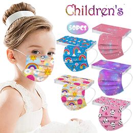 2022 KN95 Children Face Masks Protective Disposable Non-woven 3 Layers Printing Colourful Anti-dust Anti-fog Facemasks