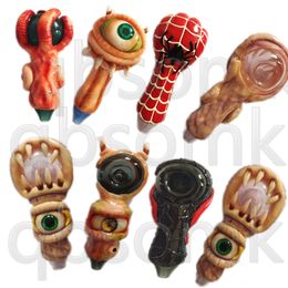 QBsomk Hookahs Tobacco Smoking Glass Hand Pipe 3D Evil Monster Face Character Bong