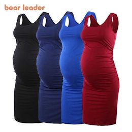 Bear Leader Casual Solid Colour Maternity Women Dresses Pregnancy Mom Clothes Pregnant Womens Tight Clothing Sleeveless Vestidos 210708