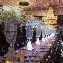 latest Luxury Shiny Wedding Decor Centrepieces Crystal Beads String Road Lead Party Table Decoration Props