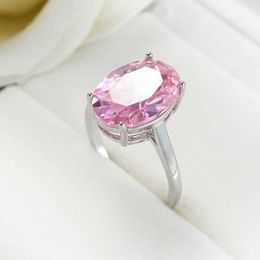 Wedding Rings Est Oval Cut Pink Fire Woman Engagement Ring US Size 6-10