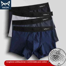 MIIOW Men's Underwear Pure Cotton Flat Angle Graphene Antibacterial Underwear Boys Sports Breathable Men's Underwear H1214