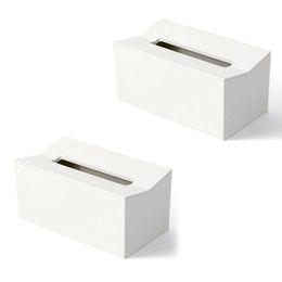 Tissue Boxes & Napkins 2X Kitchen Box Cover Napkin Holder For Paper Towels Dispenser Wall Mounted Container White