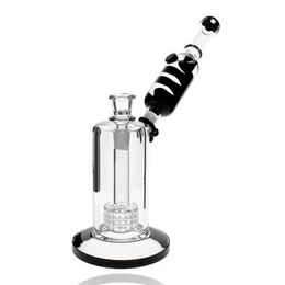 Vintage 9inch Glycerin Filled Matrix Perc Glass BONG Hookah Smoking Pipes Oil Burner with banger can put customer logo