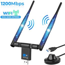 Dual antenna wireless network card 1200m USB WiFi receiver 5.8G/2.4G dual-band wireless receiver for PC