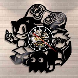 Vintage Video Game Wall Clock Home Decor Gamepad Arcade Room Wall Sign Gamers Vinyl Record Wall Clock Game Boys Gift Idea 210401