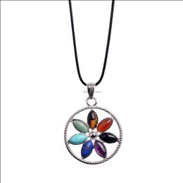 Necklaces & Pendants Seven Chakra Pendant Men And Women Gemstone Amethyst Rose Crystal Yoga Treatment Healing Jewelry Drop Delivery 2021 Vrd