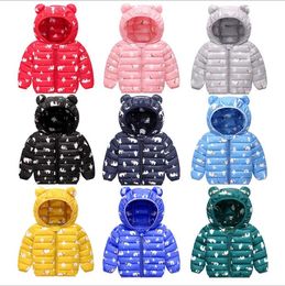 Kids Down Hoodies Coats Cotton Padded Bear Toddler Boys Jackets Designer Girls Snow Coat Warm Children Outwear Winter Kids Clothing DW4948