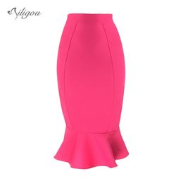 Bandage Woman Skirt Mermaid Pleated Long Summer For Women Sexy Harajuku High Waist Party Club Clothes 210525