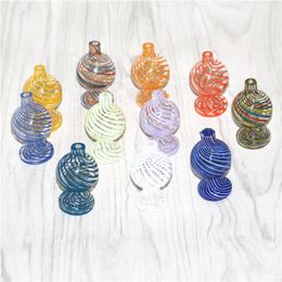 Smoking Coloured Glass Bubble Dab Cyclone Striped Spinning Carb Caps 25mmOD Carbs Cap For Flat Top Quartz Banger Nails Water Bongs Pipes