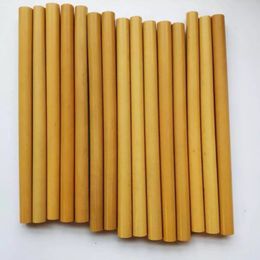 20cm Natural Bamboo Straw Drinking Straws Eco-friendly Bar Tools paper box Pouch