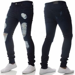 Skinny Jeans Pants Men Brand New Stretch Destroyed Ripped Jeans for Men Hip Hop Streetwear Denim Trousers Men Jeans Homme X0621