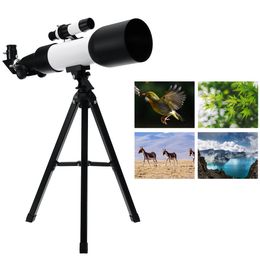 F360/60mm HD Astronomical Telescope 90° Celestial Mirror Clear Image High Magnification Monocular Starry Sky Viewing with Tripod - White