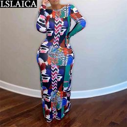 Fashion Dresses Casual Long Sleeve Floor Length Clothing Women Sexy Backless Strappy Printing Holiday Beach Vestidos Cortos 210515