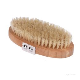 Natural boar bristle brush back body brush bamboo remove dead skin shower bath brushs spa massage with rivet without handle T500692