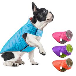Reversible Pet Dog Clothes Waterproof Winter Warm Coat Both Sides Down Jacket For Small Medium Dogs Schnauzer Pet Puppy Clothing 211007