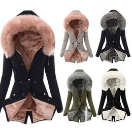 Fashion Womens Hooded Faux Fur Coat Plus Size Ladies Winter Warm Thick Long Jacket Overcoat Women's Jackets