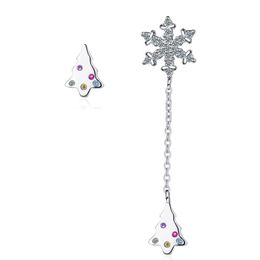 Women Asymmetry Snowflake Christmas Tree Zircon Stud Earrings Jewellery Earring Girl Party Accessories