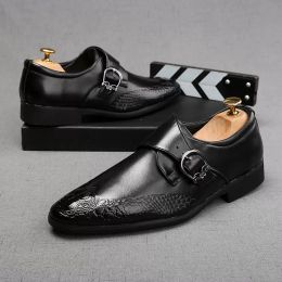 mens shoes Men's Dress shoes Crocodile pattern barber stylist Attractive mens designer shoes men luxury loafers EUR SIZE:38-44