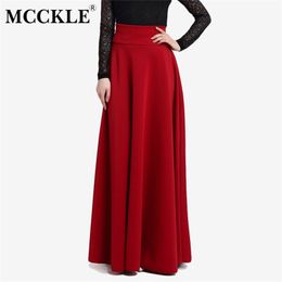 High Waist Pleated Women's Skirt Plus Size 5XL Autumn A-Line Female Casual Red Long Skirts Ladies Streetwear Elegant Bottom 210412