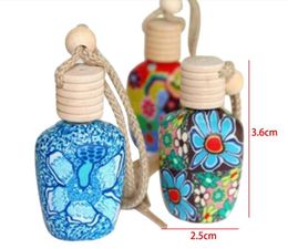 Car Accessories Floral Art Printed Hanging Air Freshener Perfumes Diffuser Fragrance Bottles Empty Perfume Bottle