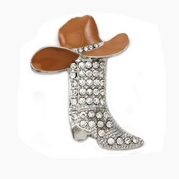 Pins, Brooches 100 Pcs A Lot Lucky Western Cowboy Boots Brooch Hat Pin Charm Enamel Jewelry