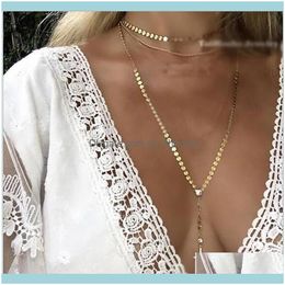 Chains Necklaces & Pendants Jewelrychains Multi-Layer Sequins European And American Wind Pray Cross Drop Delivery 2021 68Ue1