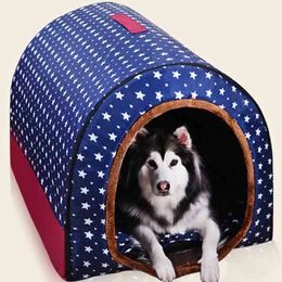 Big Fully Washable Cylinder Portable House Golden Retriever Kennel Puppy Pet Cat Bed Dog Cage 210401