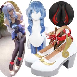 GANYU Cosplay Shoes New Game Genshin Impact Cosplay wigs horns Props Anime Lolita Women's Shoes Boots Custom Size Halloween suit Y0903