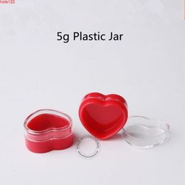 100pcs/Lot Wholesale New Arrival Empty 5g Plastic Cream Jar Love Heart Shape Cosmetic Eyeshadow Vial Small Pot 1/6 OZ Bottlehood qty