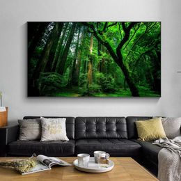 Modern Forest Green Tree Nature Landscape Posters and Prints Canvas Painting Wall Art Picture For Living Room Cuadros Home Decor