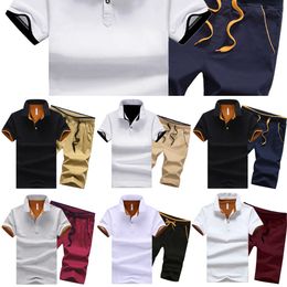 Summer Men's Shirts Casual Tracksuit Fashion Short Sleeve Shirt Male Brand Business Mens Clothing 2 Pieces Sweatsuit Men Shorts X0610