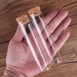 24pcs 60ml Size 30*120mm Test Tube with Cork Stopper Spice Bottles Container Jars Vials DIY Craft 210330