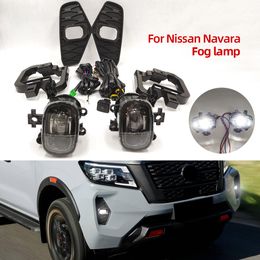 1Set Car LED Fog Lights For Nissan NAVARA NP300 2020 2021 2022 Fog Light Fog Lamp Cover Grill Harness Switch DRL