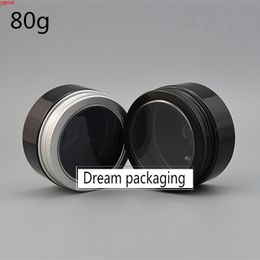 50X80g Portable Plastic black Cosmetic Empty Jar,Makeup Nail Art Bead Storage Container jar with window Aluminium lidgoods