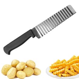 Creativity Stainless Steel Potato Chip Slicer Dough Vegetable Fruit Crinkle Wavy Slicer Knife Potato Cutter Chopper French Fry Maker Tools