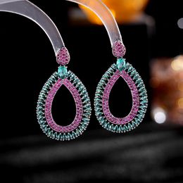 Europe and America Trend Temperament Wedding Jewellery Luxury Brand Earrings Summer Fashion Cubic Zirconia Geometric Dangle