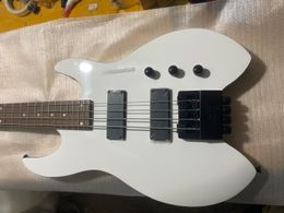 Rare 4 Strings Berg White Headless Electric Bass Guitar China EMG Pickups, Tremolo Bridge & Whammy Bar, Black Hardware