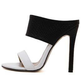 10.5CM Summer High Heel Sandals Sexy Stiletto Women Party Dress Evening Heeled Sandal Fashion Ankle Strap Ladies Black white Shoes