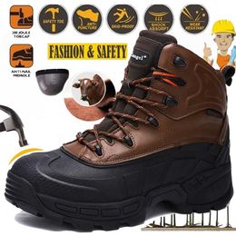 CUNGEL Men Winter Safety Shoes Steel Toe Casual Shoes Puncture-Proof Light Weight Work Safety Sneakers For Men 211007