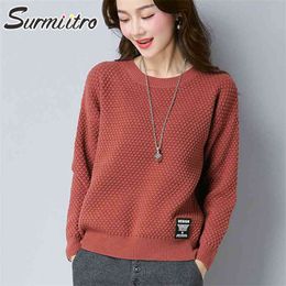 Knitted Warm Autumn Winter Sweater Women Fashion Lady Korean Long Sleeve Jumper Pullover Female Red Knitwear 210421