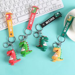 Creative Cartoon Little Dinosaur Keychain Pendant Leather Rope Stereo Doll Cute Personality Girlfriend Gift Child Gift