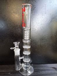 Straight Tube Glass Bong Triple Layer Comb Perc Hookah Percolator Water Pipes Ice Catcher Heady Oil Dab Rig sest shop selling